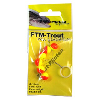 Trout Piloten rund rot/gelb 10mm Inh.6 Stk.