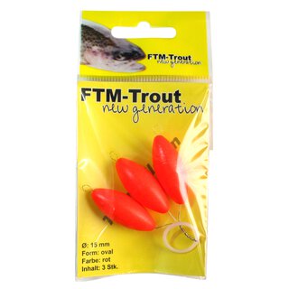 Trout Piloten oval rot 15mm Inh.3 Stk.