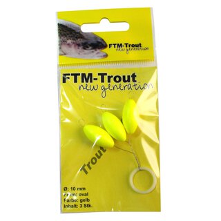 Trout Piloten oval gelb 10mm Inh.3 Stk.