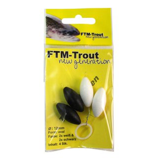 Trout Piloten oval 2x schwarz/ 2x wei 15mm Inh.4 Stk.