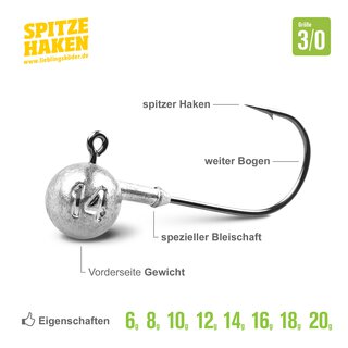 Spitze Haken Gr. 3/0  6 gr.