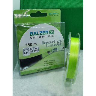 Balzer Iron Line 8 Braid PE Fibre 150 m chartreuse