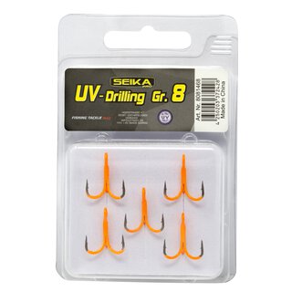 Seika Pro UV Drilling m. Widerhaken Orange/Black Nickel Gr. 8